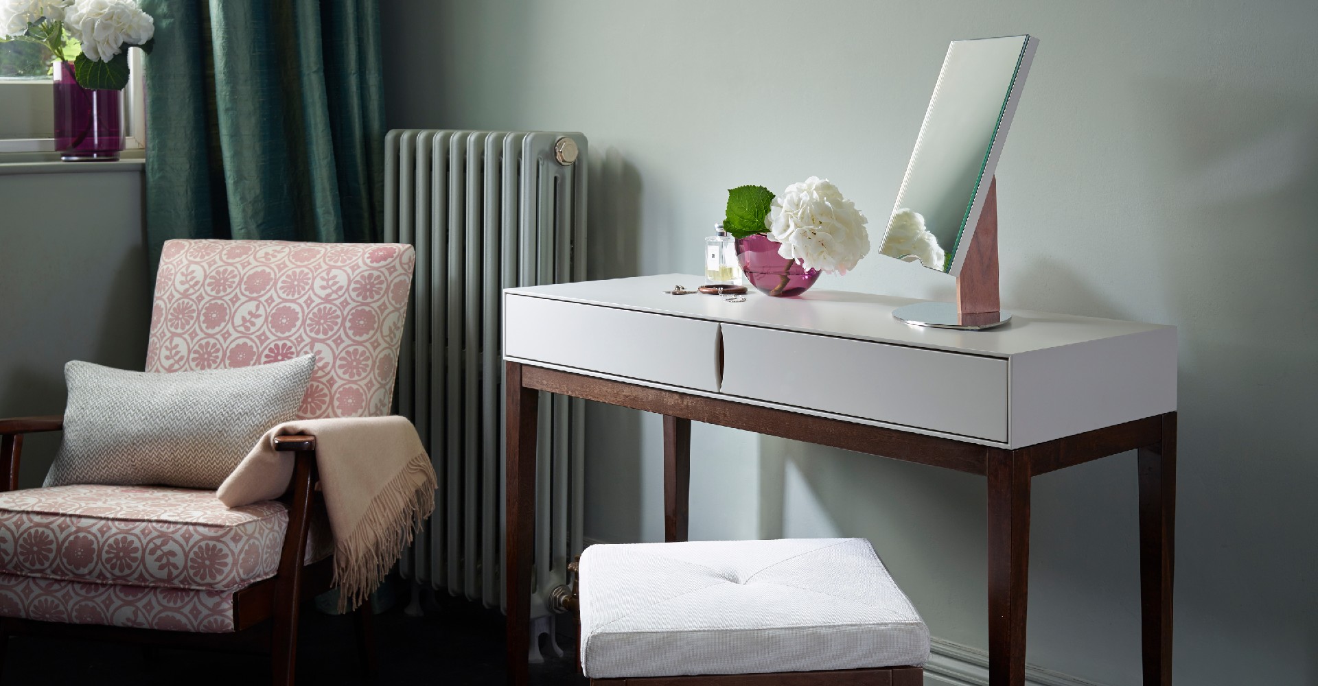 Lux Dressing Table Or Console Table With Lux Upholstered Stool © GillmoreSPACE Ltd