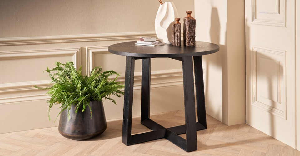 Cadiz Wooden Side Table Natural Black Oak by Gillmore British Design © GillmoreSPACE Ltd