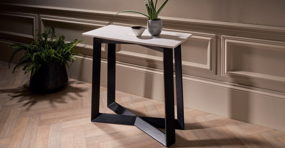 Cadiz Marble Top Console Table Natural Black Oak by Gillmore British Design © GillmoreSPACE Ltd