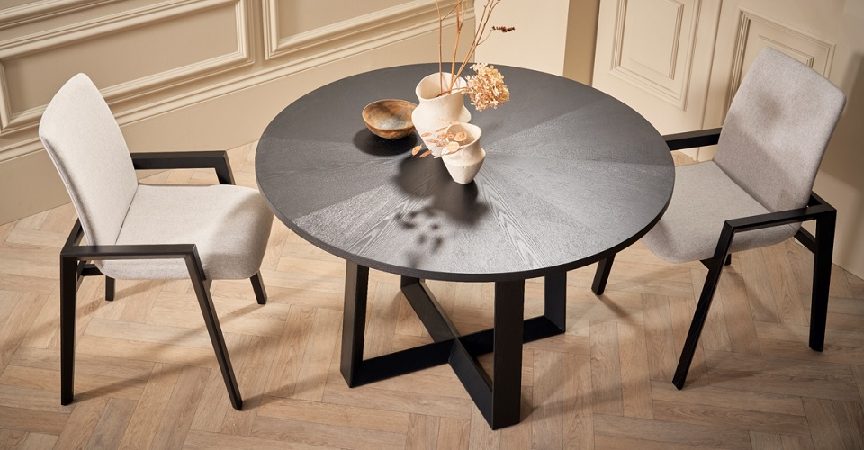 Cadiz Small Wood Top Dining Table Natural Black Oak by Gillmore British Design © GillmoreSPACE Ltd